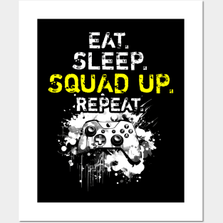 Cool Eat Sleep Squad Up Repeat Gamer Live Streamer Posters and Art